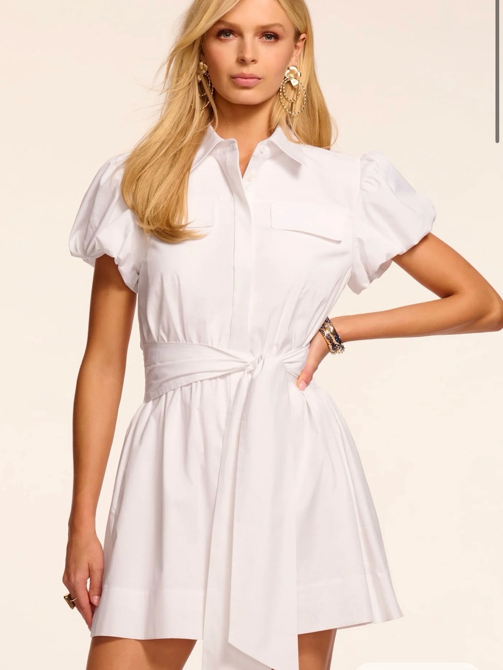 Ramy Brook Nicky Cotton Poplin Short Sleeve Mini Dress